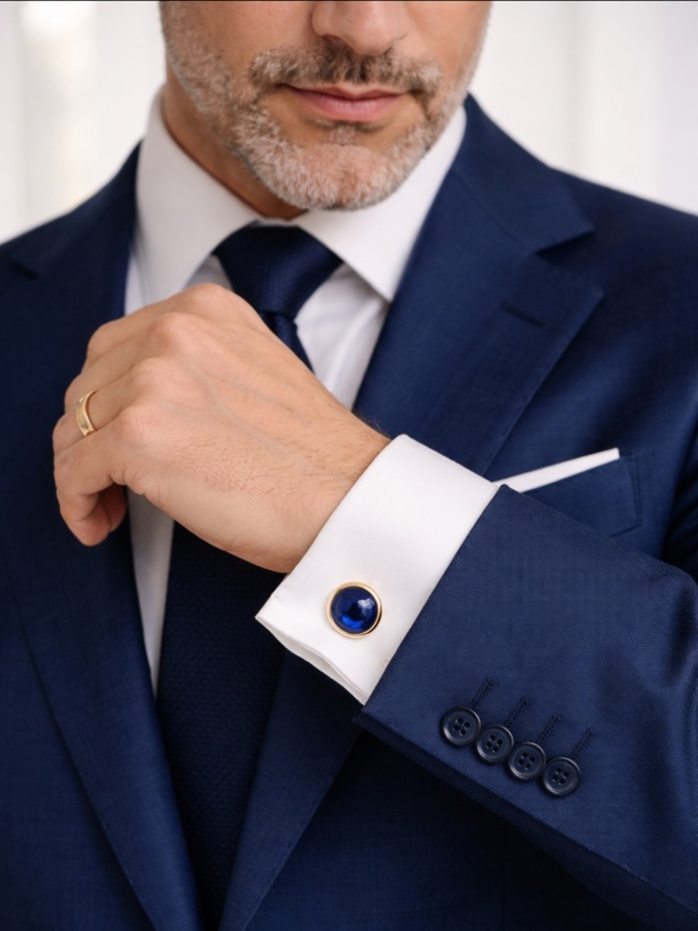 Vintage SWANK Blue Glass Cufflinks